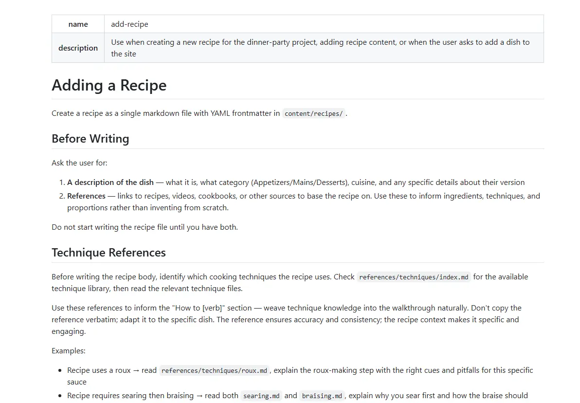 The add-recipe skill